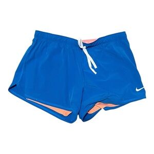Nike Blue and White Athletic Shorts with Adjustable Fit